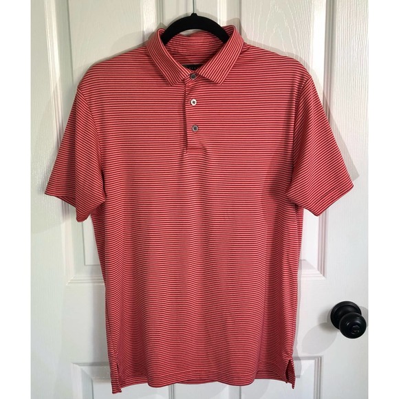 PGA TOUR Other - PGA Tour Coral Black Stripe Performance Golf Polo Shirt - Men’s Small